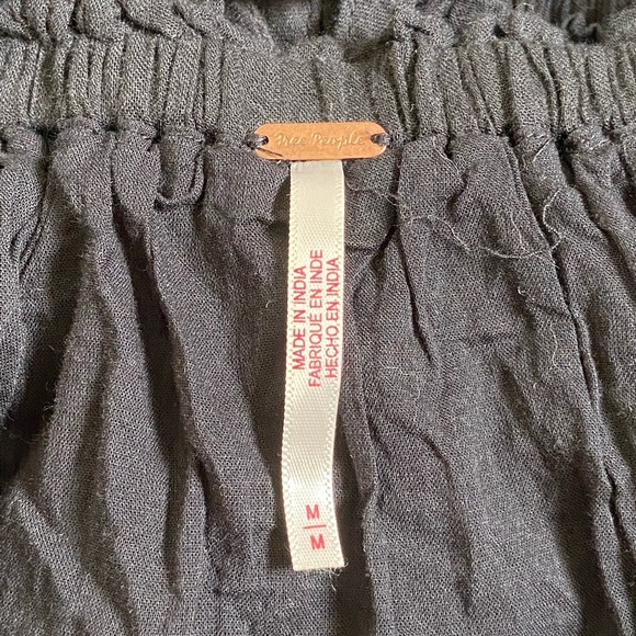 Free People 100% Cotton Mini Black Double Tie Back Dress Size Medium - Picture 5 of 6